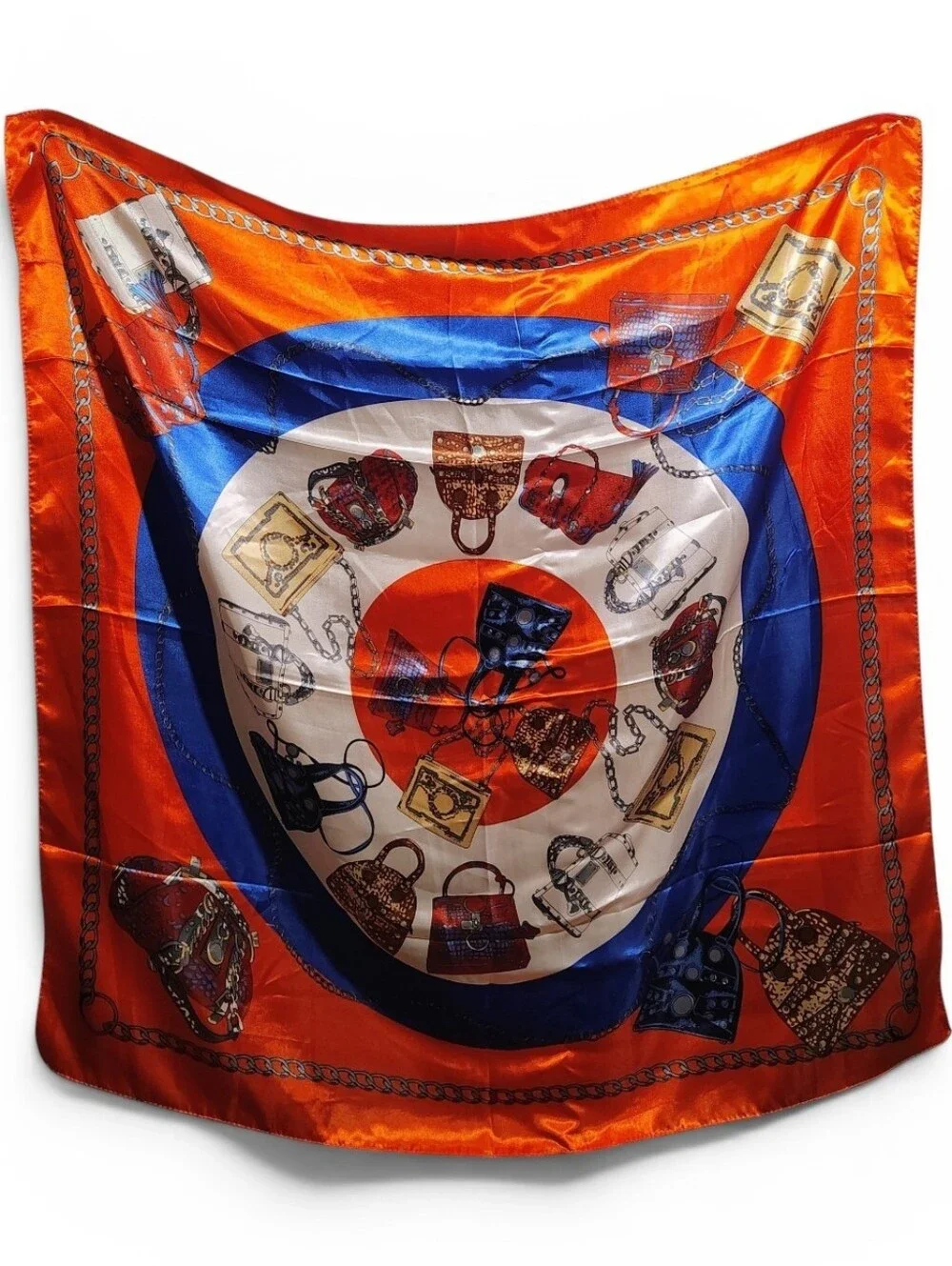 Vibrant Orange & Blue Patterned Women’s Scarf